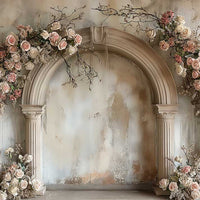 Avezano Bohemian Arch Walls and Flowers 2 pcs Set Backdrop