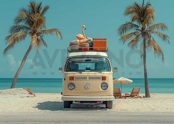 Avezano Summer Beach Wagon Photography Backdrop