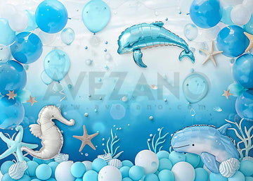 Avezano Summer Birthday Party Decoration Seahorse and Dolphin Balloons Photography Backdrop