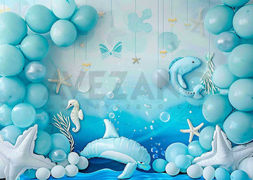 Avezano Summer Birthday Party Dolphin Balloons Photography Backdrop