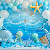Avezano Summer Sea Balloon Theme 2 pcs Set Backdrop