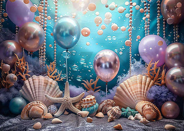 Avezano Summer Underwater Party Balloons and Pearls Photography Backdrop