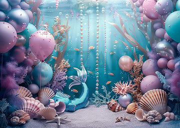 Avezano Summer Underwater World Themed Purple Balloon Party Photography Backdrop