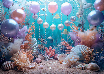 Avezano Summer Underwater World Themed Shell Party Photography Backdrop