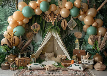 Avezano Balloon and Boho Jungle Tent Cake Smash Photography Background
