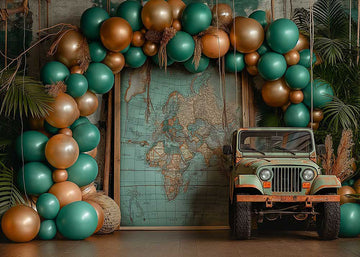 Avezano Green Golden Balloon Arch Wild Jungle Photography Background