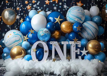 Avezano One Year Blue Birthday Balloon Party Photography Background