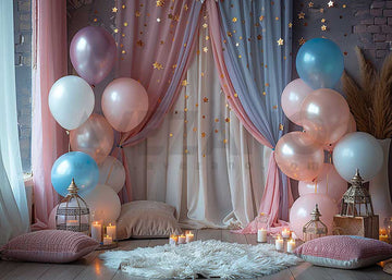 Avezano a Curtain of Balloons and Stars Photography Background