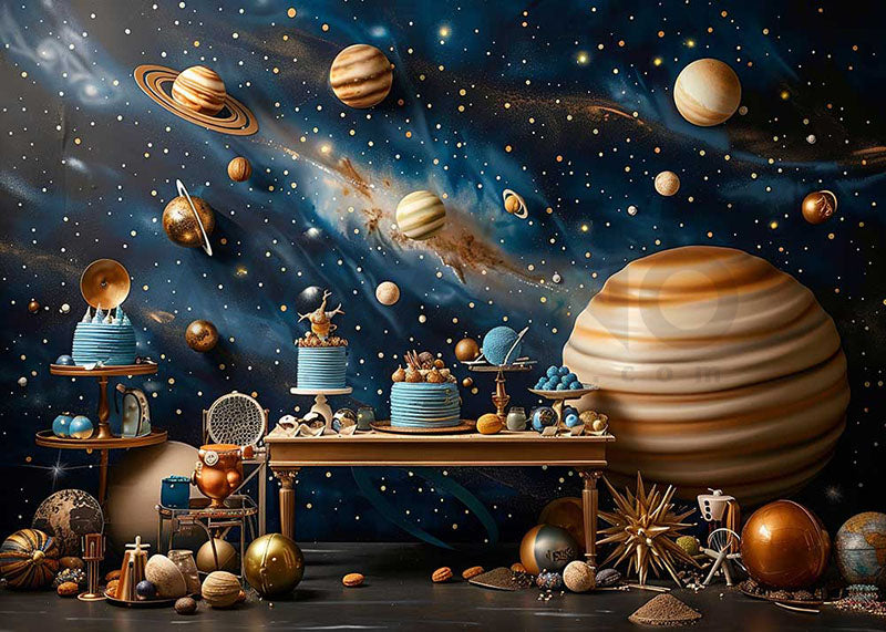 Avezano Cosmic Planet Themed Cake Party Photography Background