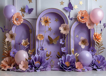 Avezano Balloons Birthday Party Purple Arch Photography Background
