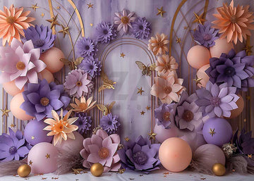 Avezano Balloons Birthday Party Purple Arch Flower Photography Background