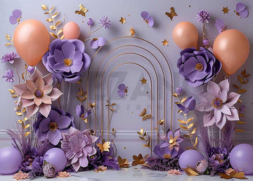 Avezano Balloons Birthday Party Purple Flower Photography Background
