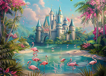 Avezano Lakeside Flamingos and Villas Photography Background