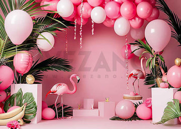 Avezano Pink Flamingos Cake Smash Photography Background