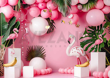 Avezano Pink Flamingos Cake Smash Photography Background