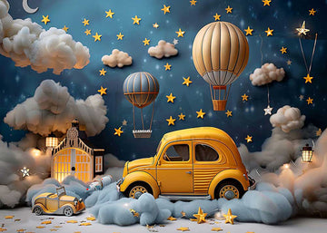 Avezano Yellow Cars and Balloons Photography Background