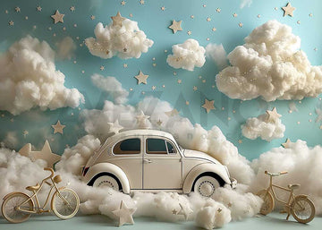 Avezano White Cars and Clouds Cake Smash Photography Background