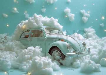 Avezano Blue Cars and Clouds Cake Smash Party Photography Background