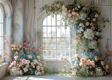 Avezano Flowers Arch white Doors and Windows Photography Backdrop