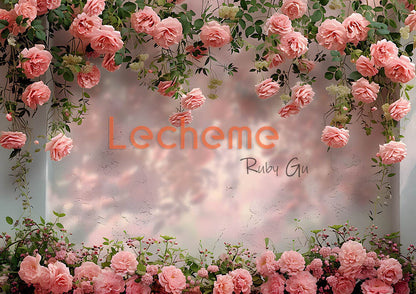 Toile de fond pour photographie de murs de fleurs roses d'Avezano par Lecheme Ruby Gu 