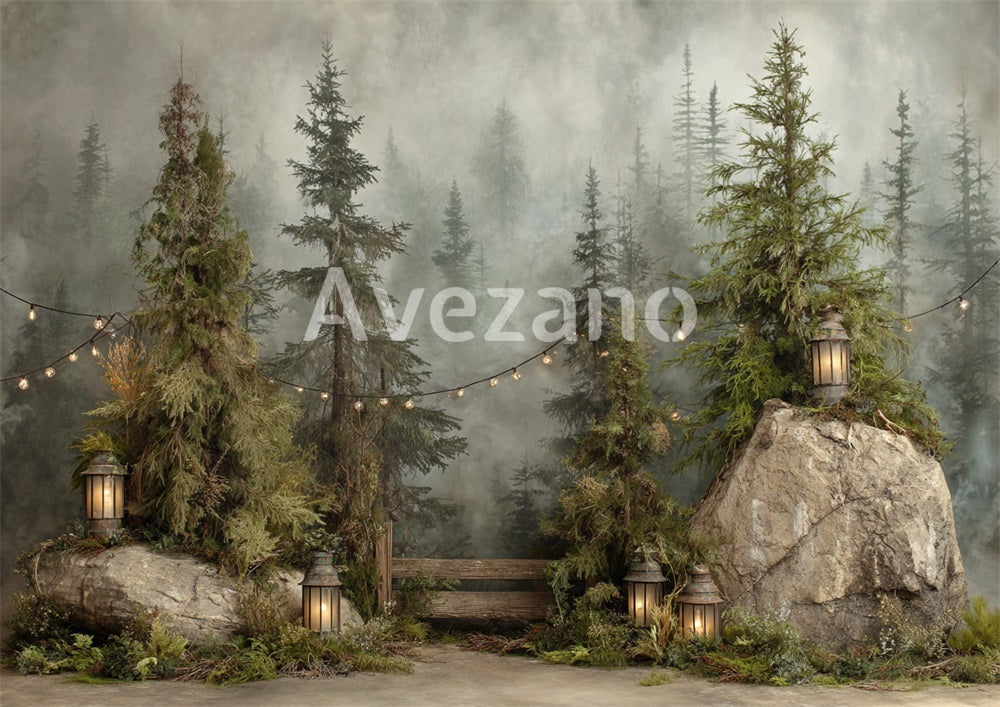 Avezano Forest String Light Rustic Path Photography Background