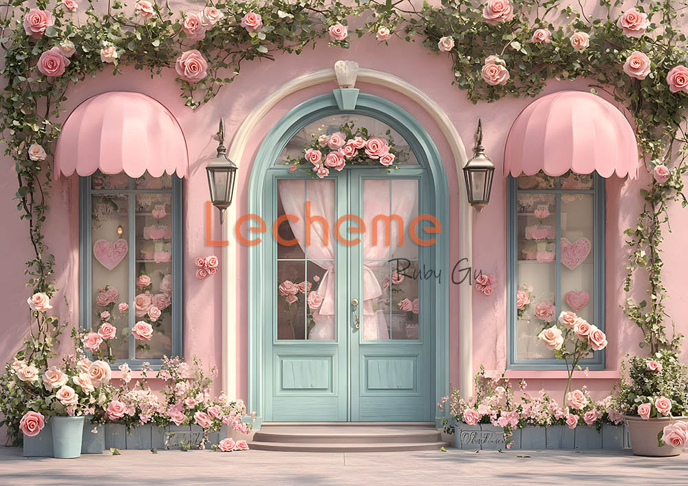 Toile de fond pour photographie de la boutique de roses roses Avezano par Lecheme Ruby Gu