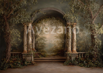 Avezano Ivy Arch Roman Column Oil Painting Photography Backdrop