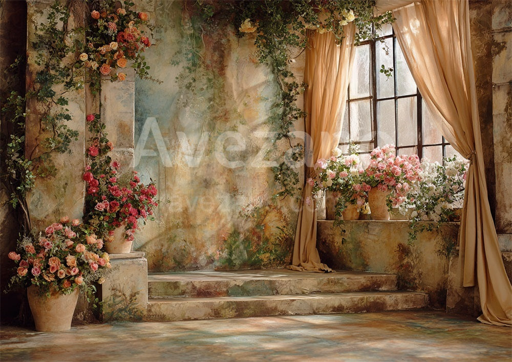 Toile de fond murale rétro de peinture à l'huile d'Avezano pour la photographie