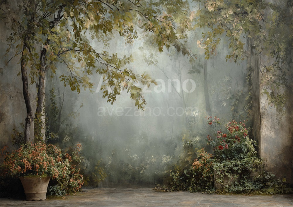 Avezano Vintage Rose Garden Patio Oil Painting Photography Backdrop