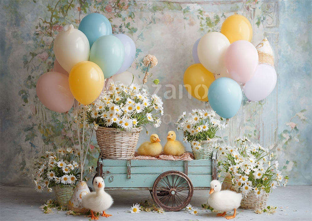 Toile de fond pour photographie de baiser de roses et de ballons de la Saint-Valentin d'Avezano conçue par Polly Ro Design