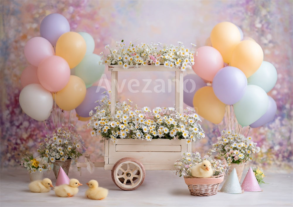 Toile de fond pour photographie de baiser de roses et de ballons de la Saint-Valentin d'Avezano conçue par Polly Ro Design