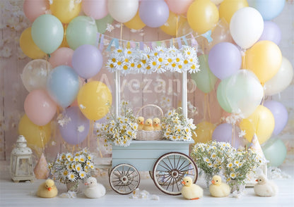 Toile de fond pour photographie de baiser de roses et de ballons de la Saint-Valentin d'Avezano conçue par Polly Ro Design