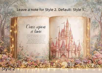 Avezano Pink Castle Fairy Tale Book Photography Backdrop