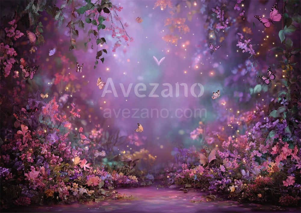 Avezano Spring Magenta Butterfly Fantasy Land Photography Backdrop