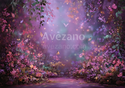 Avezano Spring Magenta Butterfly Fantasy Land Photography Backdrop