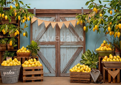 Avezano Summer Lemon Farm Barn Door Photography Backdrop