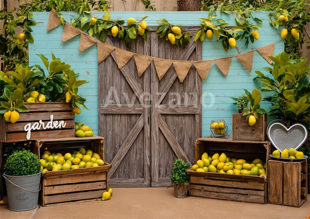 Avezano Summer Lemon Garden Rustic Photography Backdrop