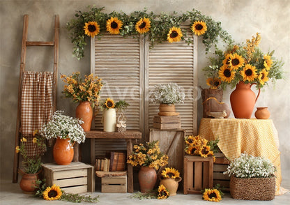 Avezano Sunflower Countryside Photography Backdrop