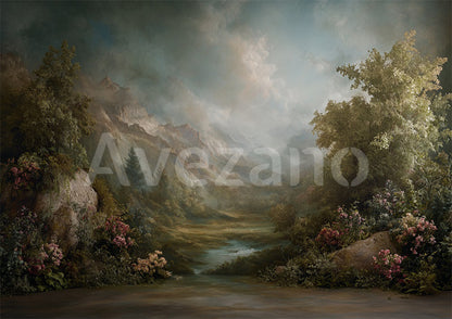 VIP Avezano Vintage Mountain Forest Landscape Photography Backdrop