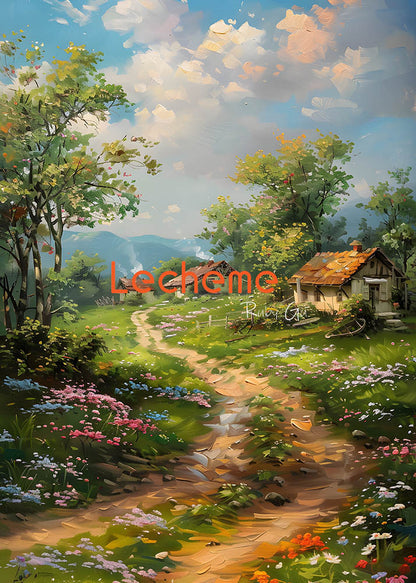 Peinture à l'huile d'Avezano Les champs sont couverts de fleurs Toile de fond photographique par Lecheme Ruby Gu