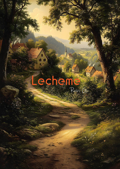 Paysage rural sombre d'Avezano, toile de fond pour photographie de peinture à l'huile par Lecheme Ruby Gu