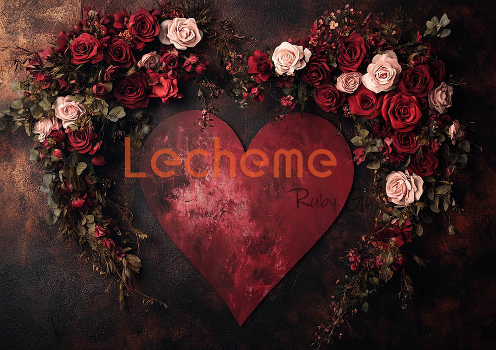 Toile de fond pour photographie de la Saint-Valentin Avezano avec rose et amour par Lecheme Ruby Gu 