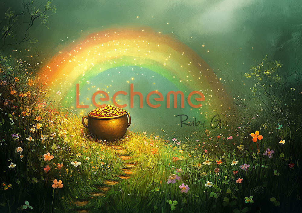 Toile de fond pour photographie de pots dorés et d'arcs-en-ciel d'Avezano par Lecheme Ruby Gu