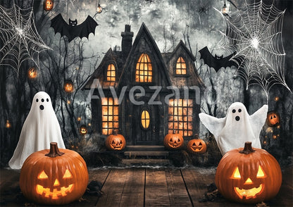 Toile de fond pour photographie de lanterne citrouille d'Halloween Avezano