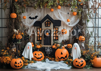 Toile de fond pour photographie de lanterne citrouille d'Halloween Avezano