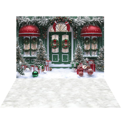 Avezano Christmas Gifts and Snow 2 pcs Set Backdrop