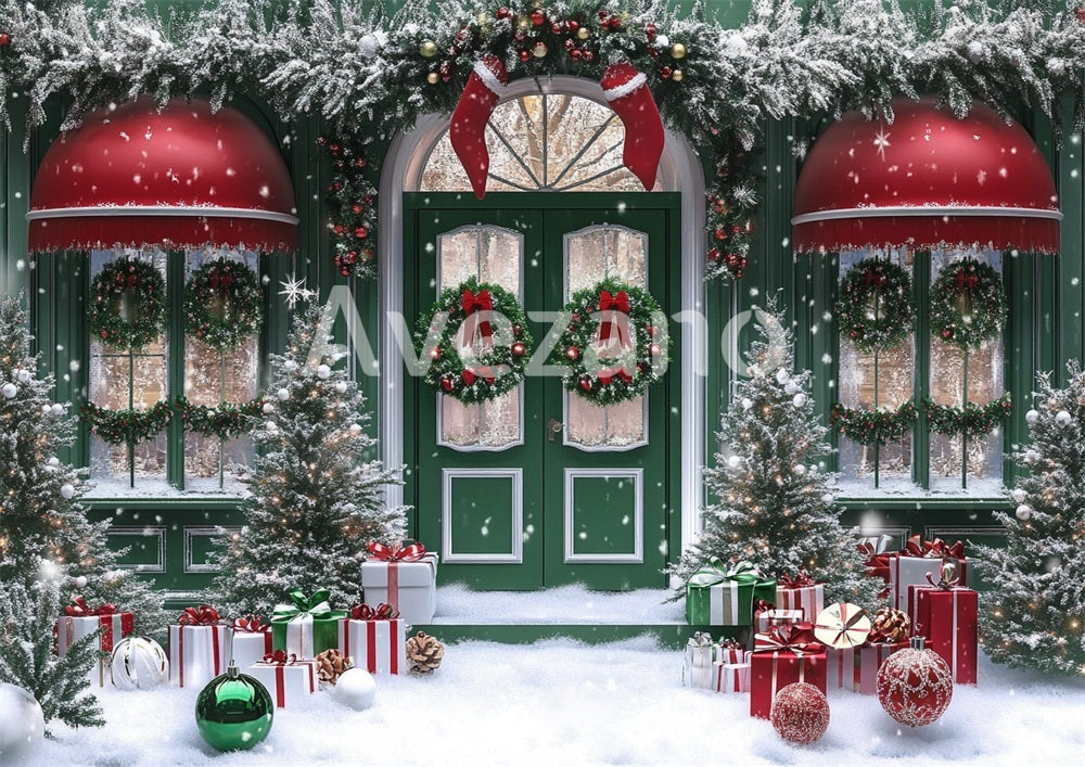 Avezano Christmas Gifts and Snow 2 pcs Set Backdrop