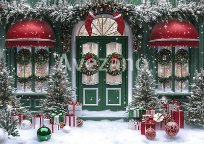 Avezano Christmas Gifts and Snow 2 pcs Set Backdrop