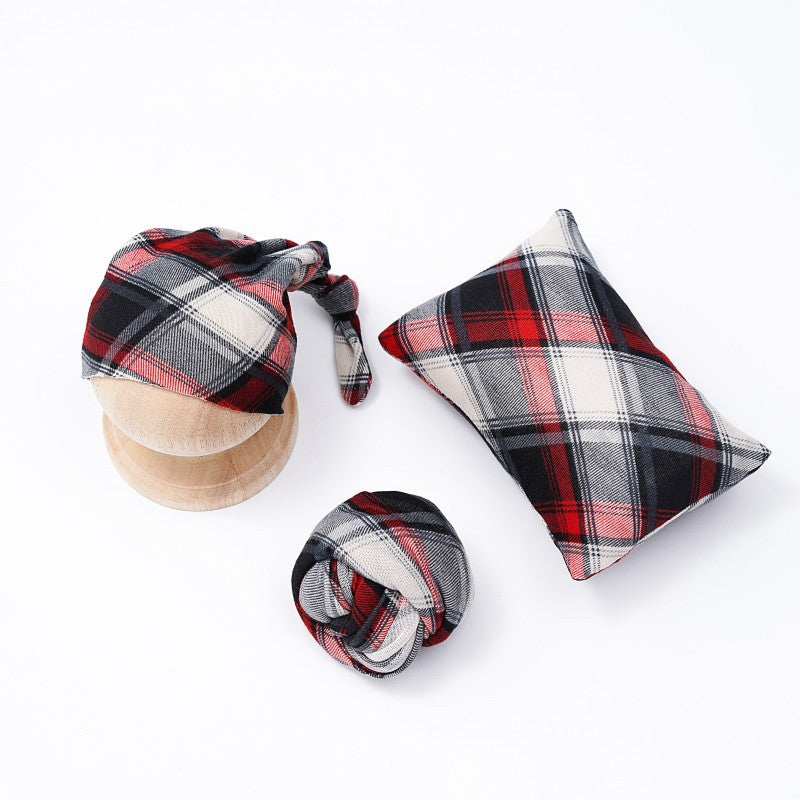 Avezano Newborn Plaid Wrap Set For Photoshoot