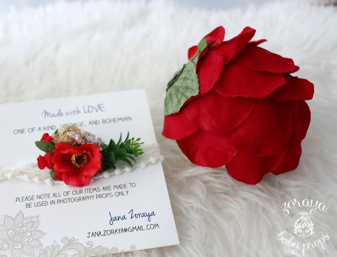 Avezano Newborn Floral Outfit Headband Set Photography Prop